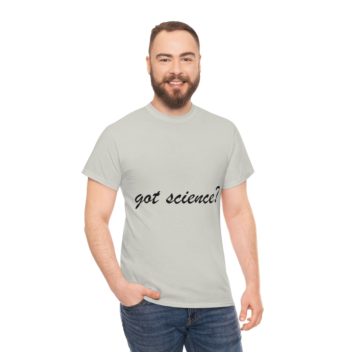 got science? Cotton Tee, light, large logo front & back