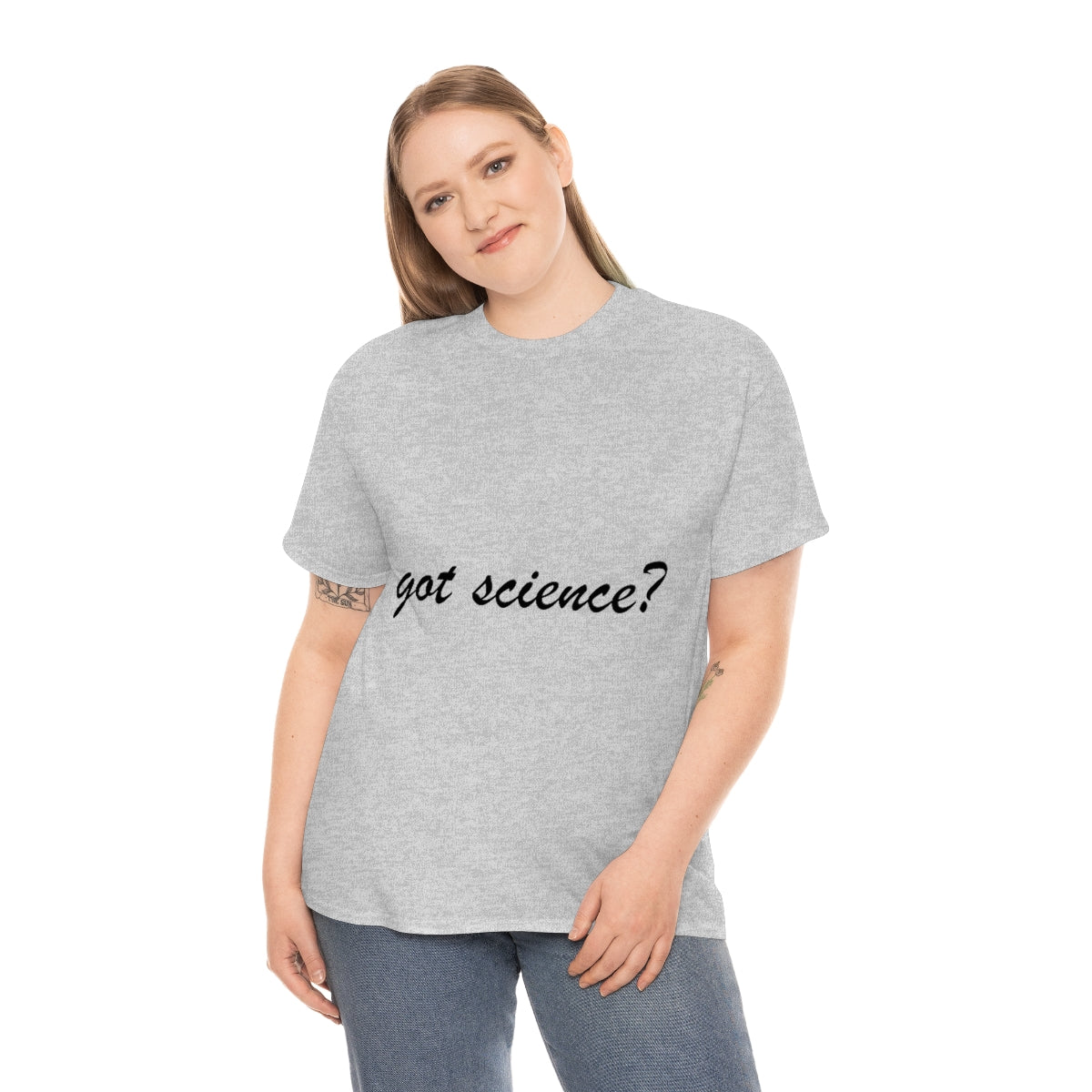 got science? Cotton Tee, light, large logo front & back