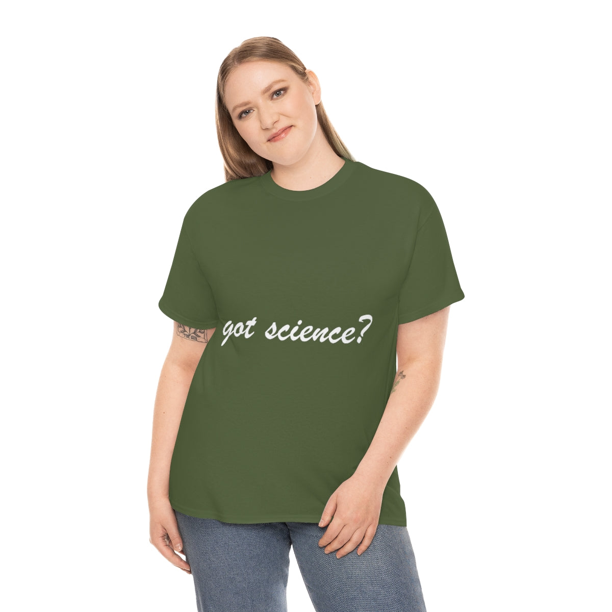 got science? Cotton Tee, dark, large logo front & back