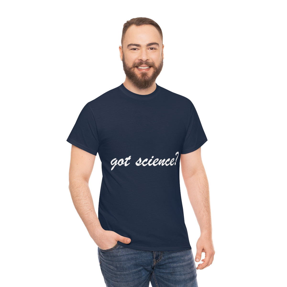 got science? Cotton Tee, dark, large logo front & back