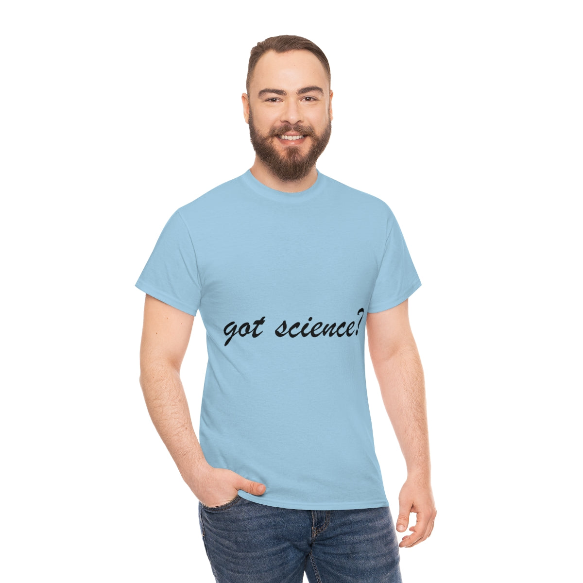 got science? Cotton Tee, light, large logo front & back