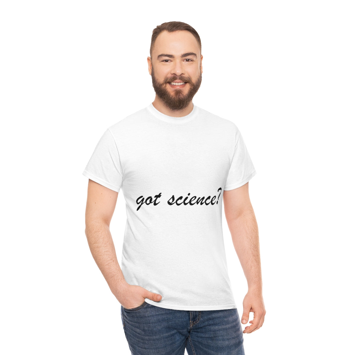 got science? Cotton Tee, light, large logo front & back