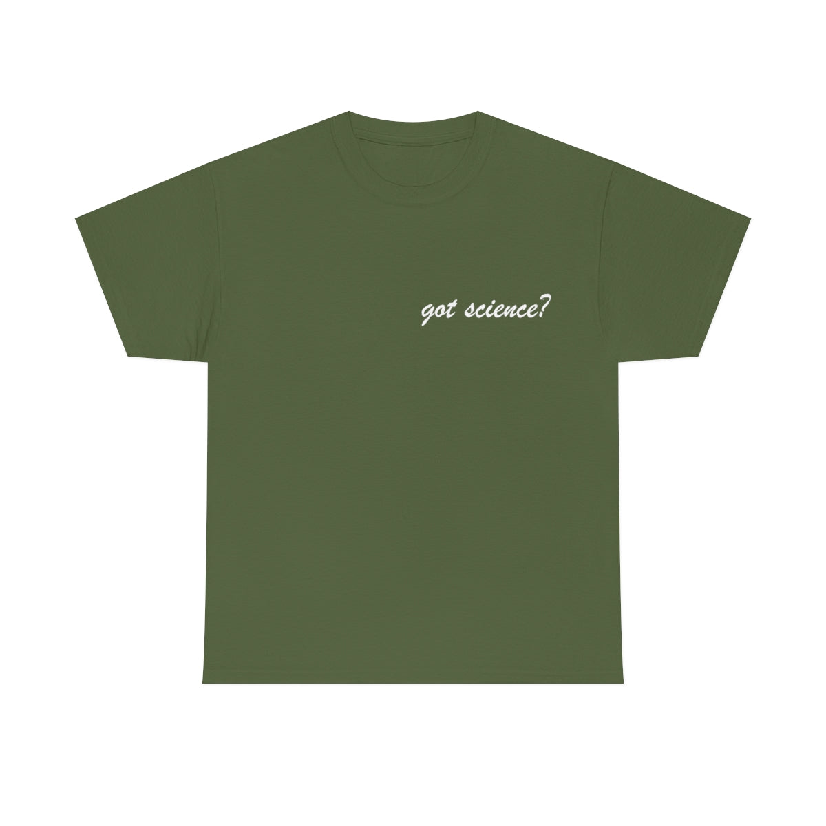 got science? Cotton Tee, dark, small logo on front left, large on back