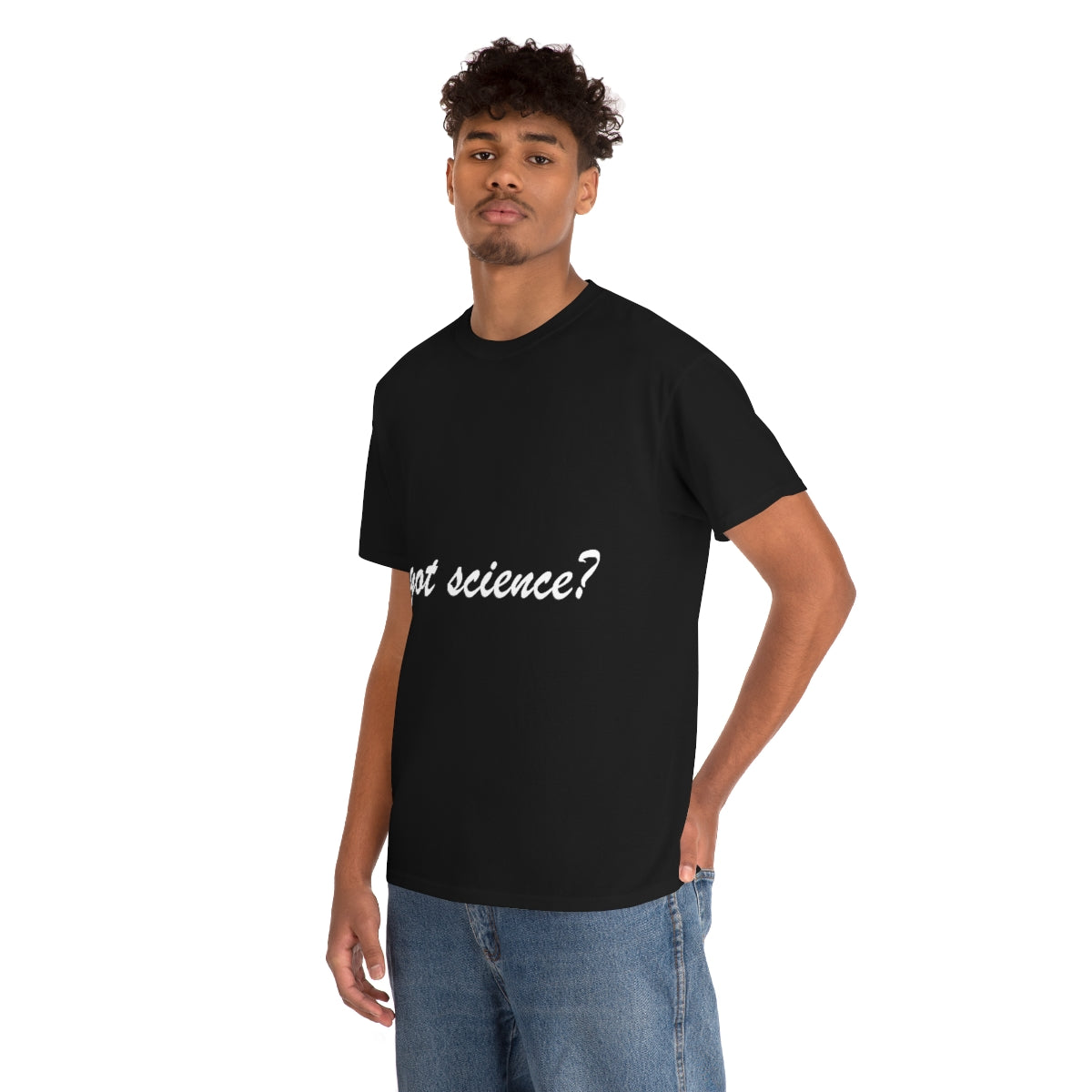 got science? Cotton Tee, dark, large logo front & back