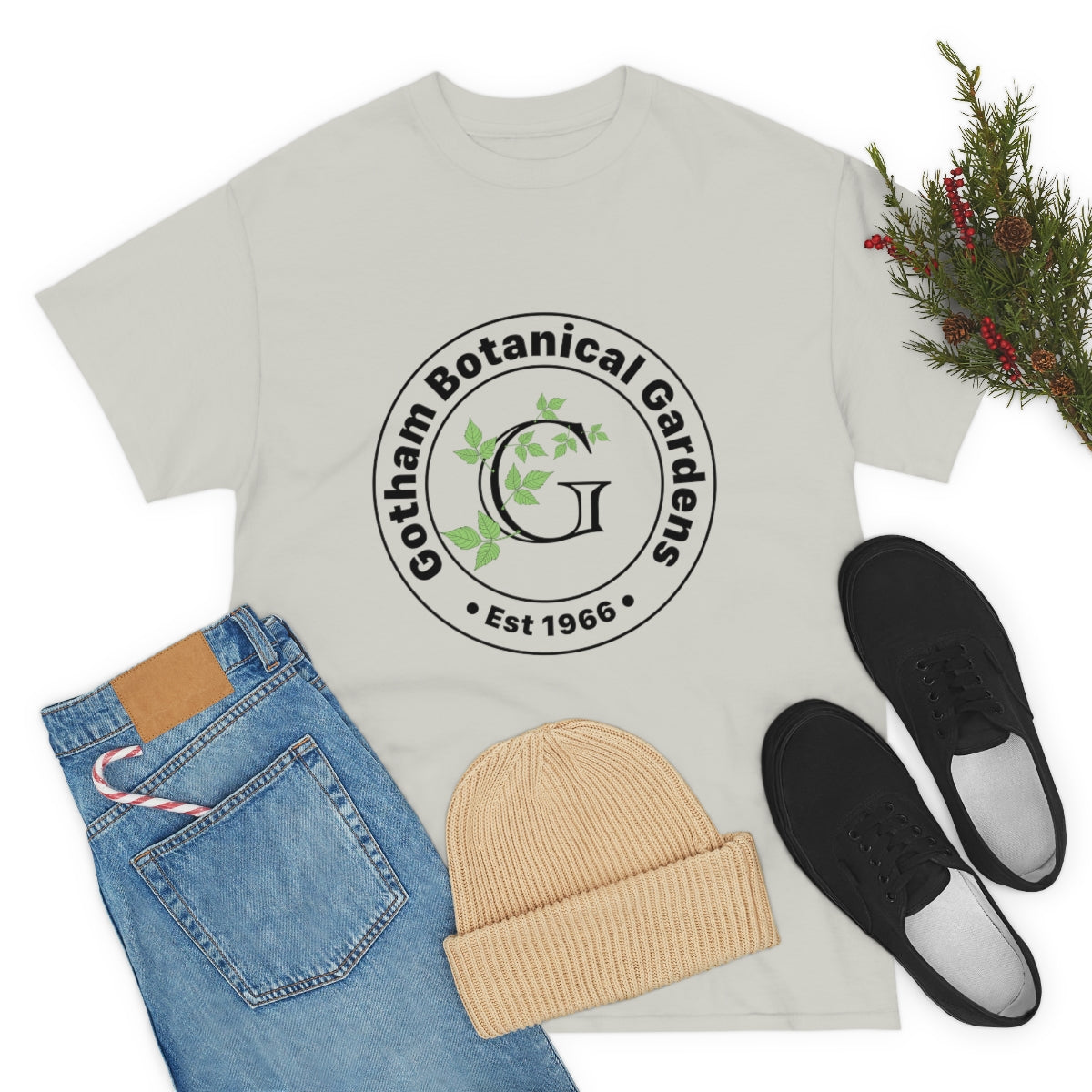 Gotham Botanical Gardens Cotton Tee, light, large logo front