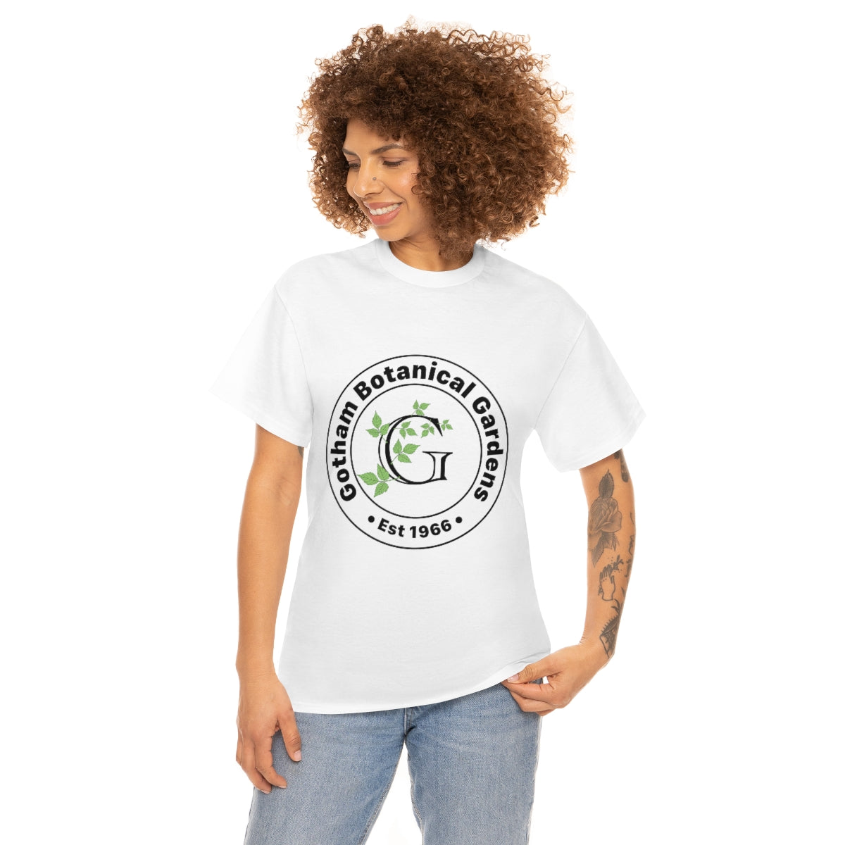 Gotham Botanical Gardens Cotton Tee, light, large logo front