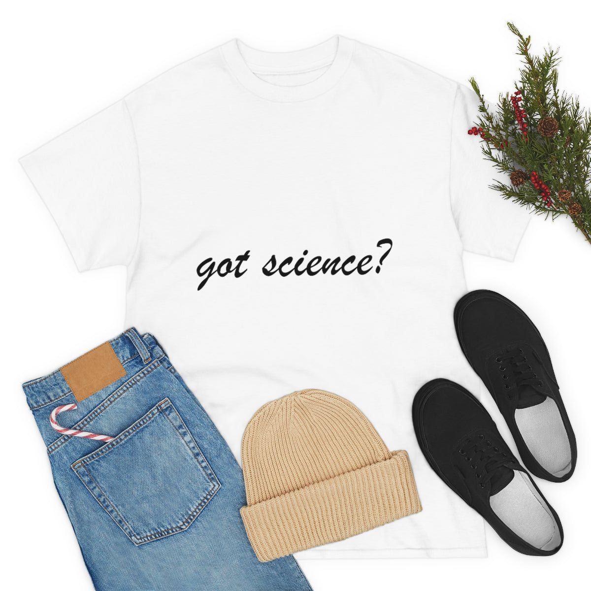 got science? Cotton Tee, light, large logo front & back