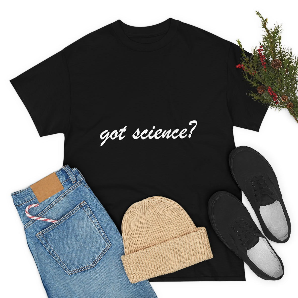 got science? Cotton Tee, dark, large logo front & back