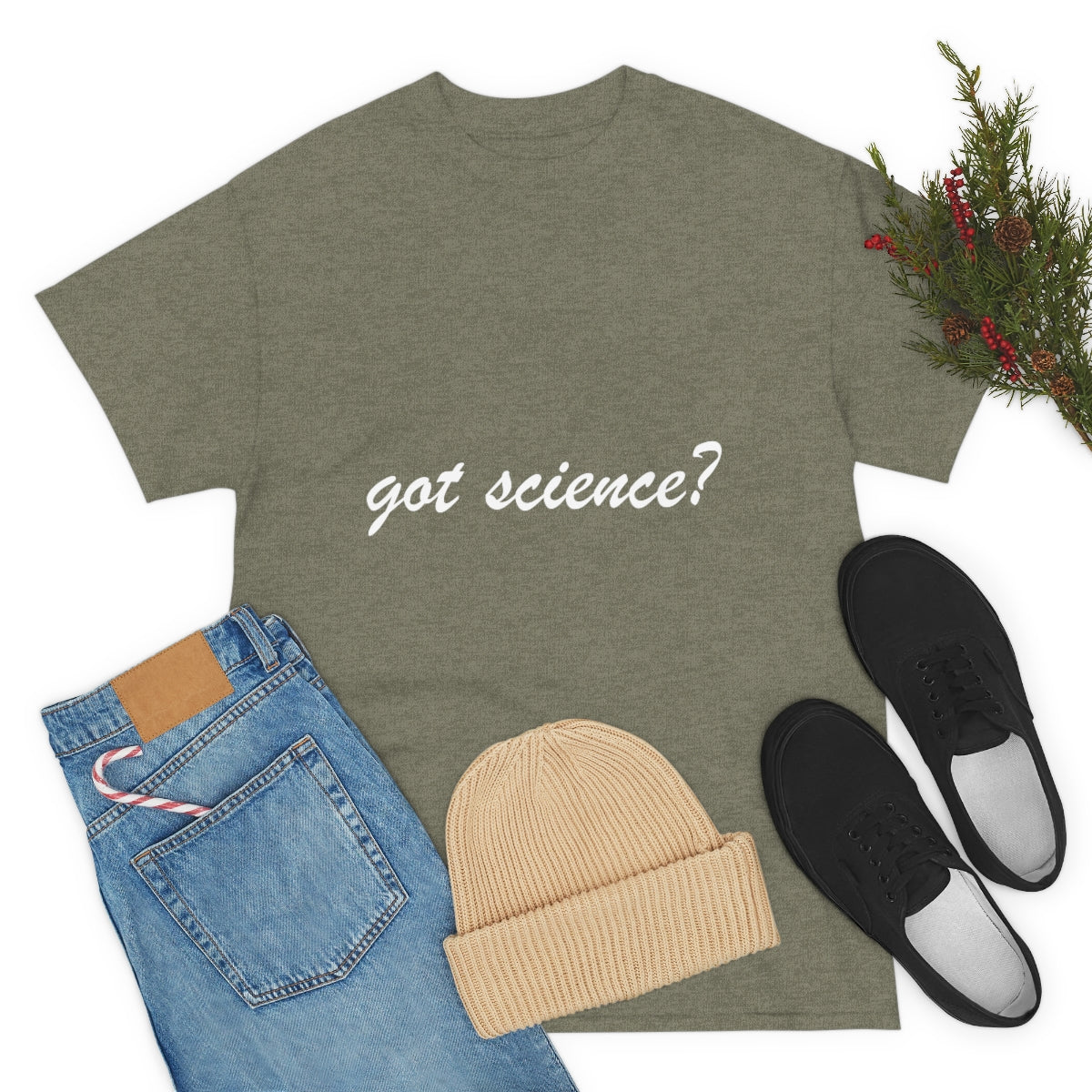 got science? Cotton Tee, dark, large logo front & back