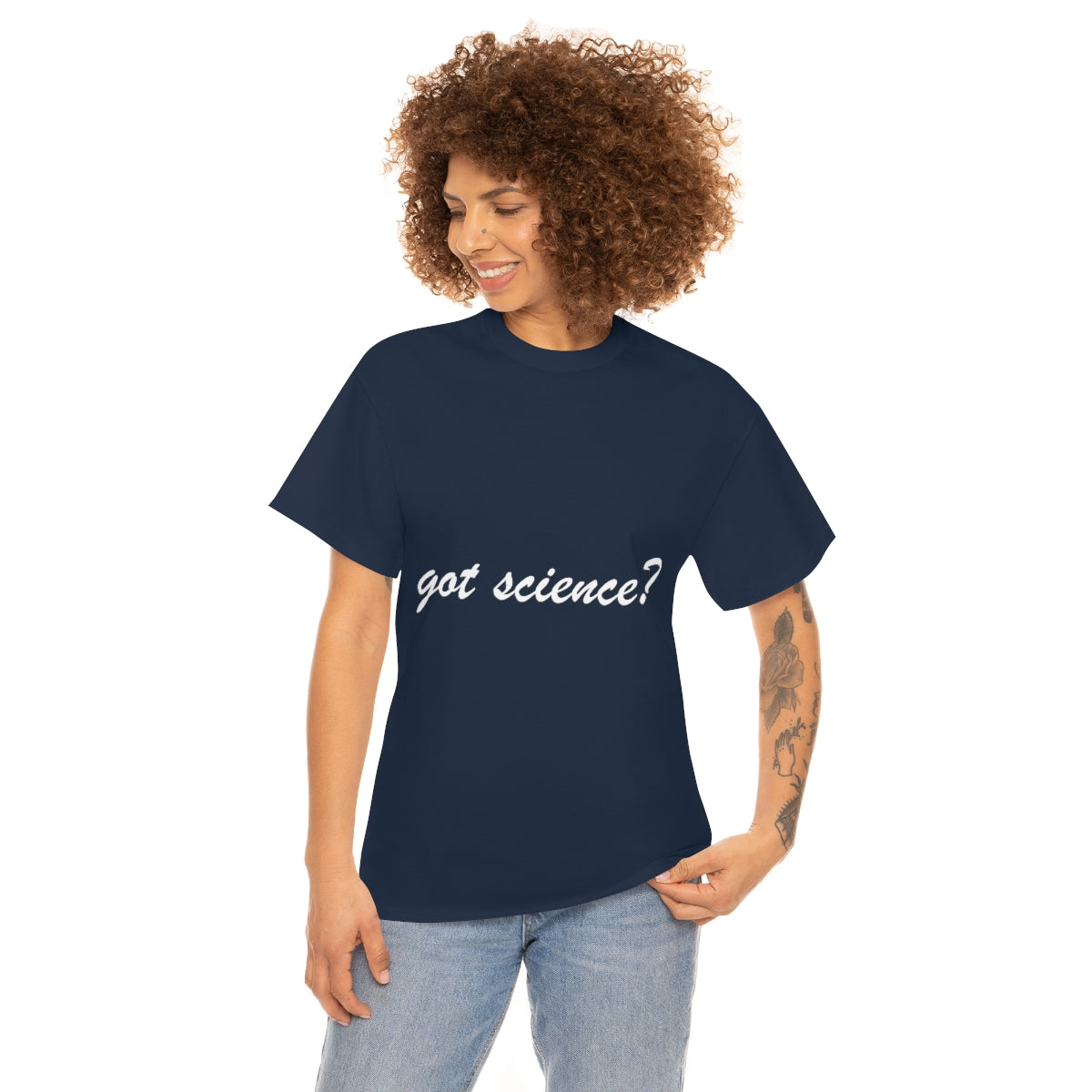 got science? Cotton Tee, dark, large logo front & back