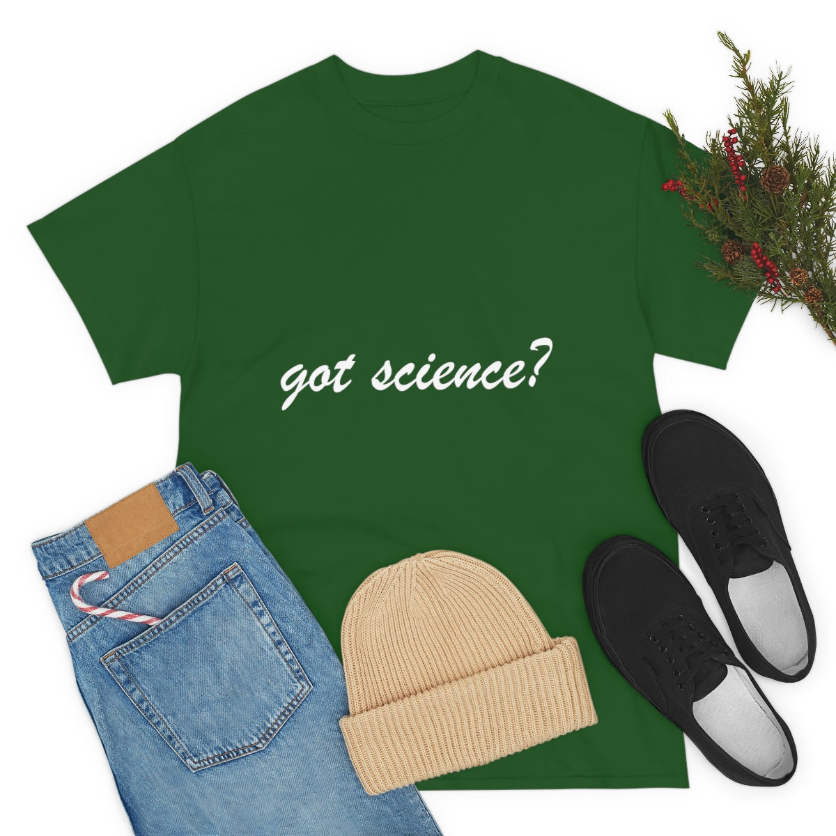 got science? Cotton Tee, dark, large logo front & back