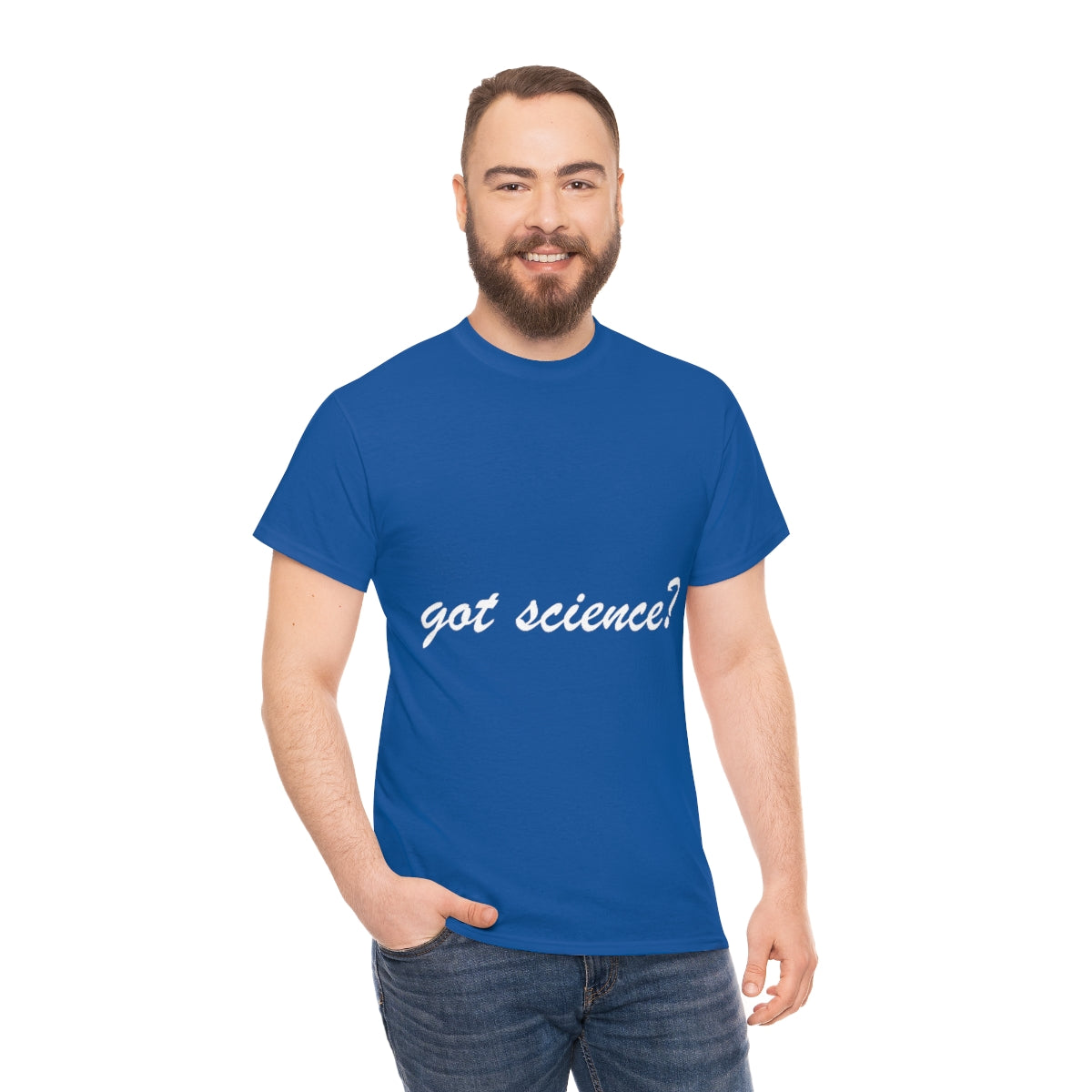 got science? Cotton Tee, dark, large logo front & back