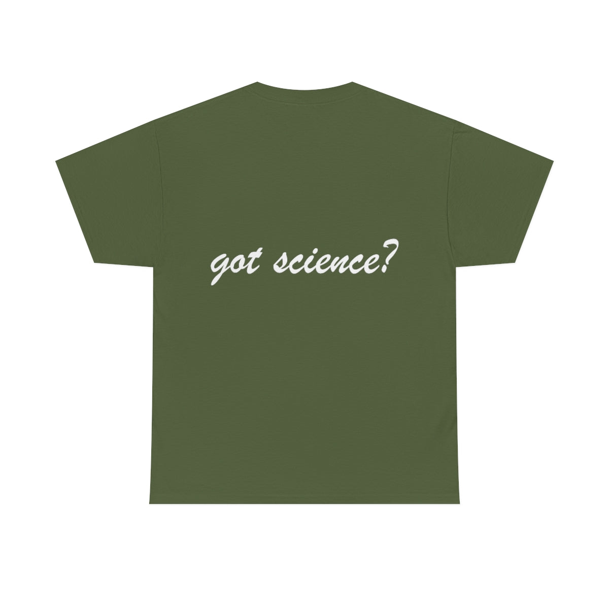 got science? Cotton Tee, dark, large logo front & back